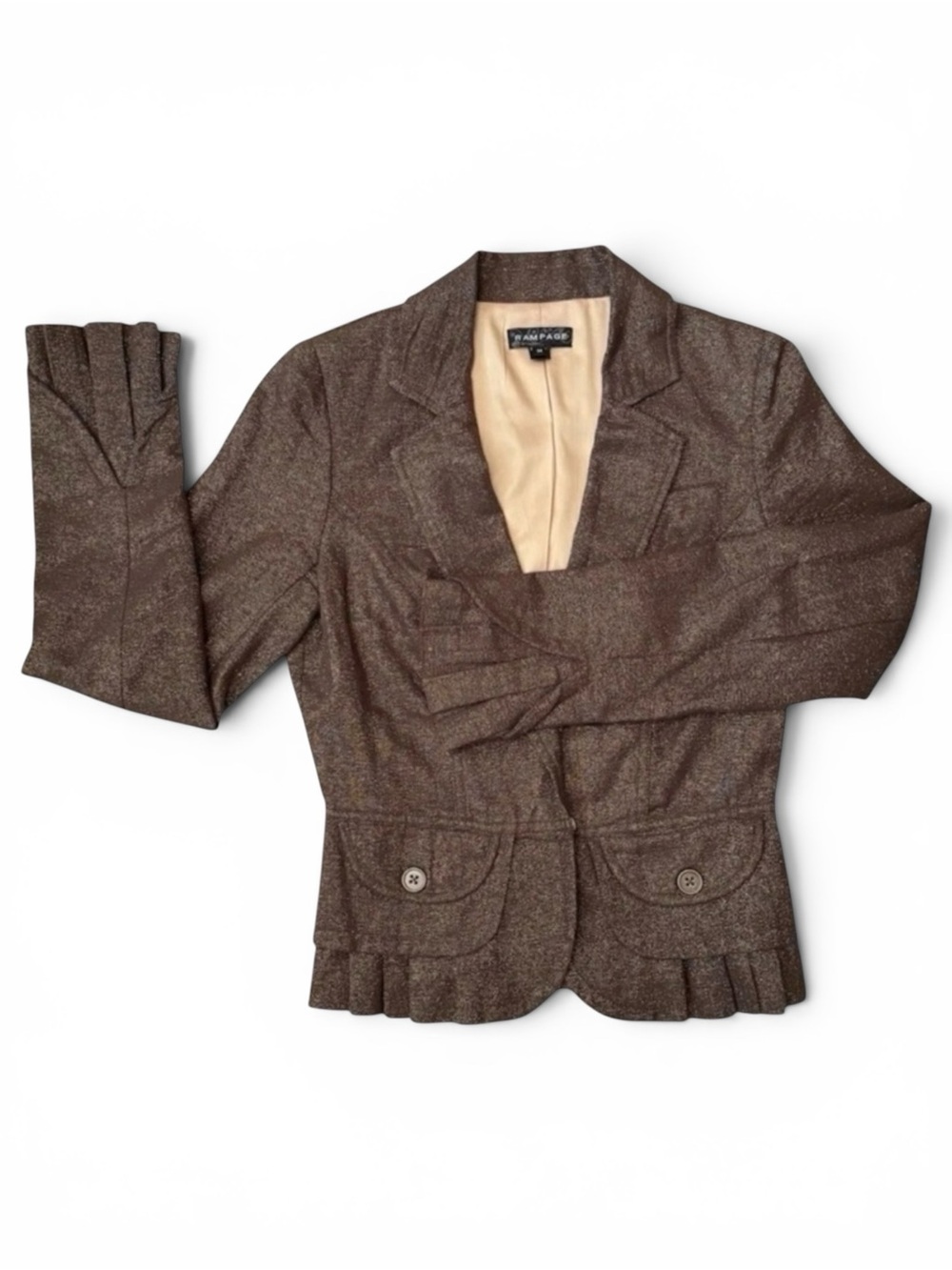 Y2K Rampage Metallic Thread Pleated Blazer
